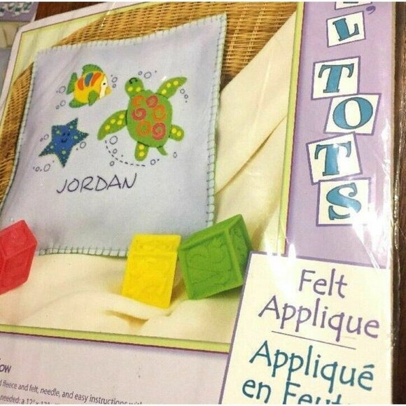 Crafts Applique Kit Dimensions LILTOTS Under the Sea Pillow Personalize 12x12 - Picture 6 of 6